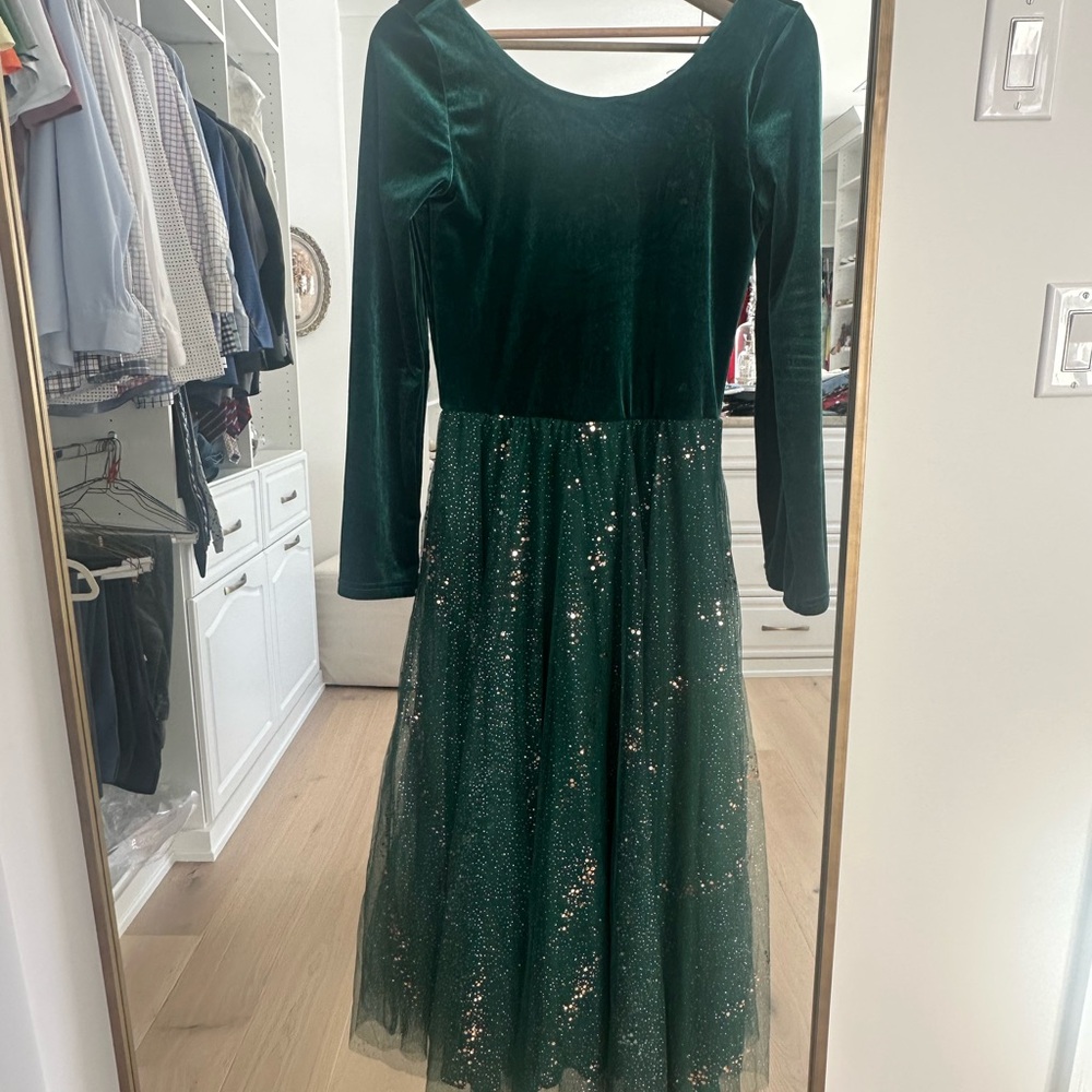 Elegant Green Velvet Dress